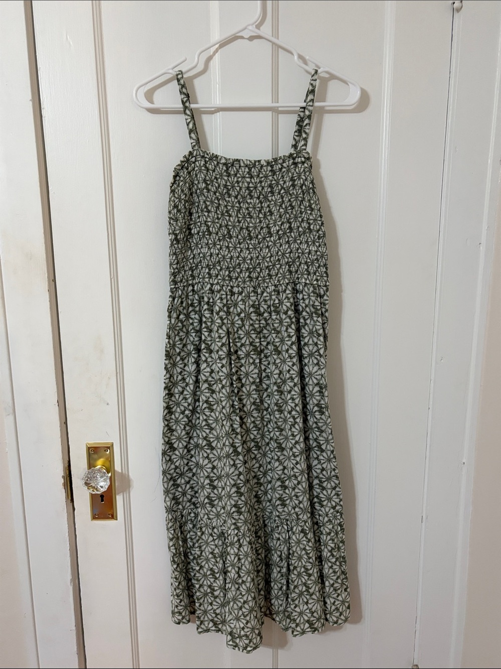 GAP Green and White Floral Midi Dress